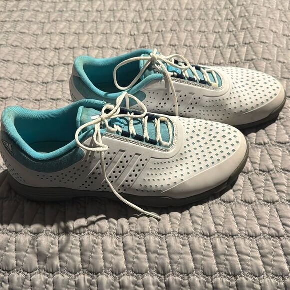 Adidas Adipure Sport Women’s Golf Shoes in White, Blue, & Gray Size 7.5 - Picture 2 of 8